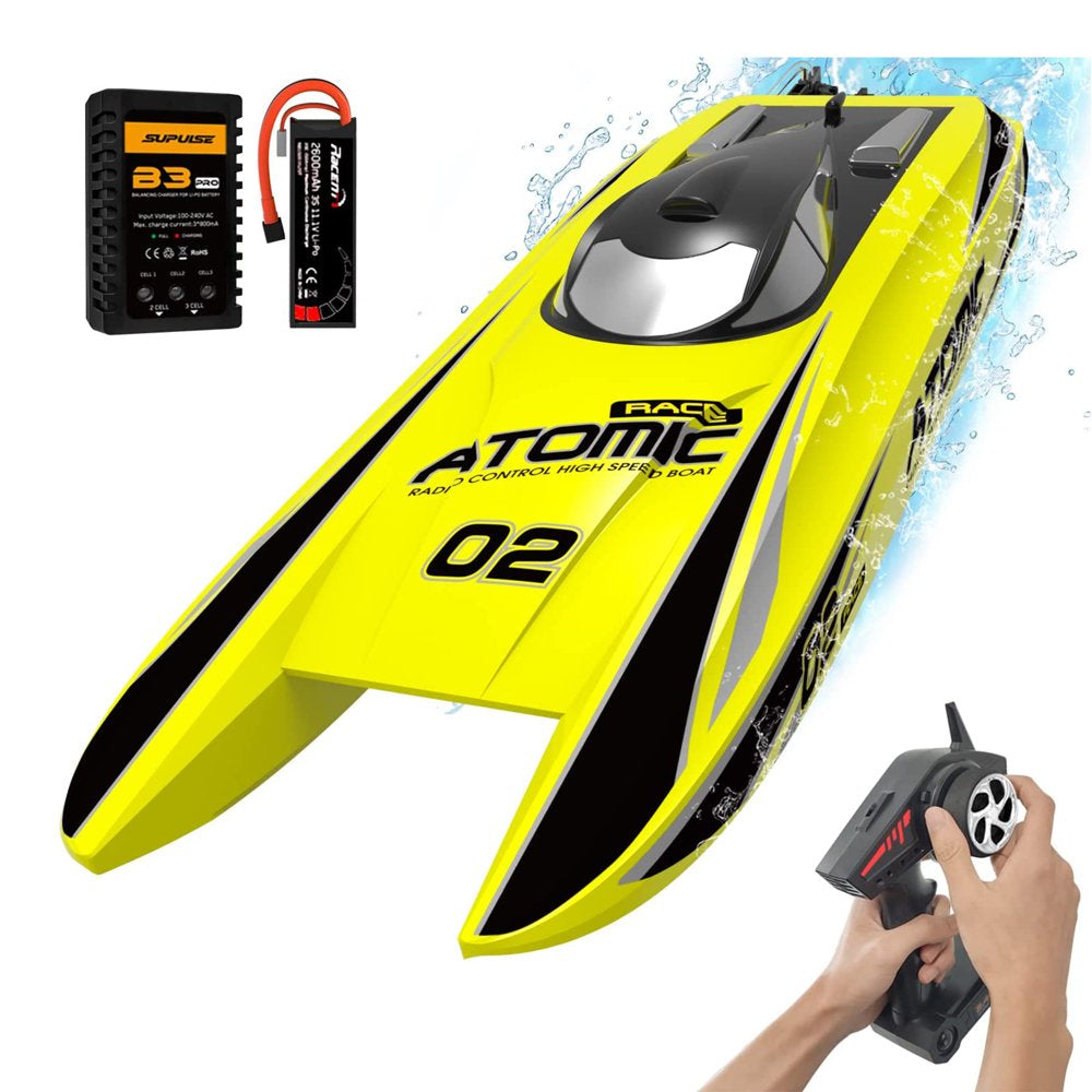 Atomic Brushless Remote Control Electric Racing Boat, Yellow