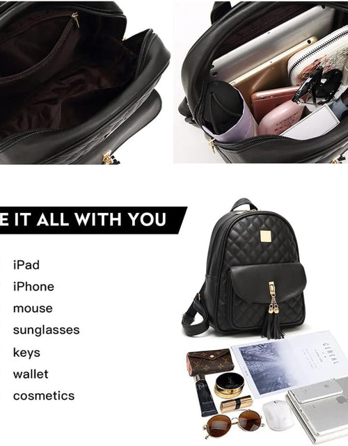 Load image into Gallery viewer, Women&#39;S Simple Design Quilted Backpack Mini Backpack for Women 3Pcs Leather Backpack Purse for Women Small Backpack
