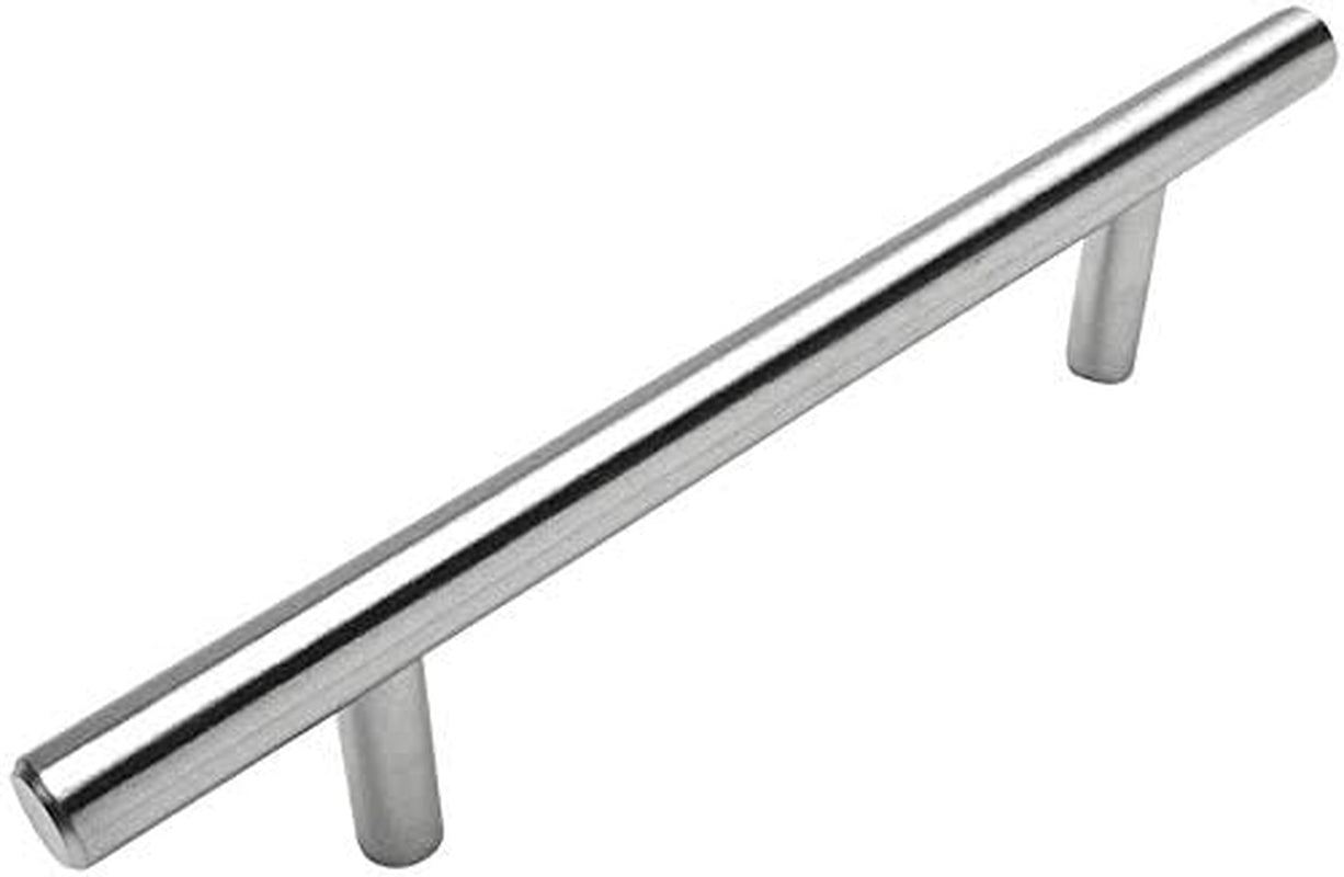 10 Pack -  404-96SS True Solid Stainless Steel Construction 3/8 Inch Slim Line Euro Style Cabinet Hardware Bar Handle Pull - 3-3/4" (96Mm) Hole Centers