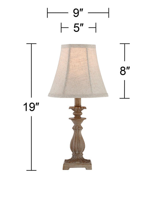 Load image into Gallery viewer, Cali Traditional Accent Table Lamps 19&quot; High Set of 2 Antique Beige off White Bell Shade for Bedroom Living Room Bedside Nightstand Kids
