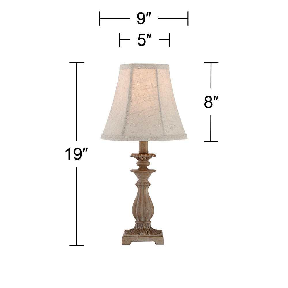 Cali Traditional Accent Table Lamps 19" High Set of 2 Antique Beige off White Bell Shade for Bedroom Living Room Bedside Nightstand Kids