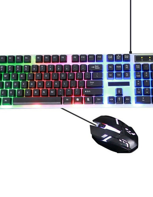 Load image into Gallery viewer, Rainbow Wired Gaming Keyboard and Mouse Combo, RGB Backlit Keyboard with 104 Key, USB Illuminated Gaming Mouse Set for Computer PC Gamer Laptop
