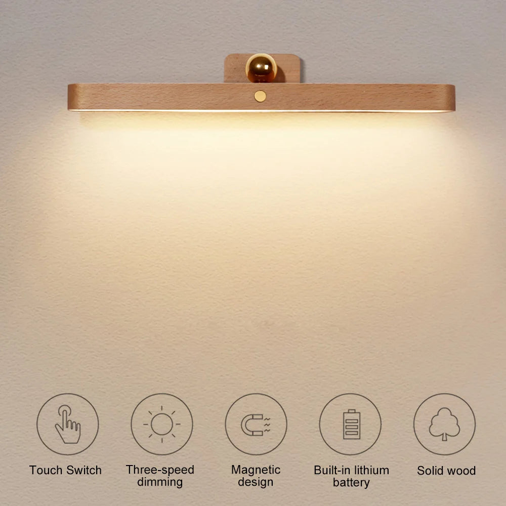 USB Front Fill Light LED Night Light Portable Movable Magnetic Suction LED Night Light Sensing Wooden Makeup Touch Fill Light