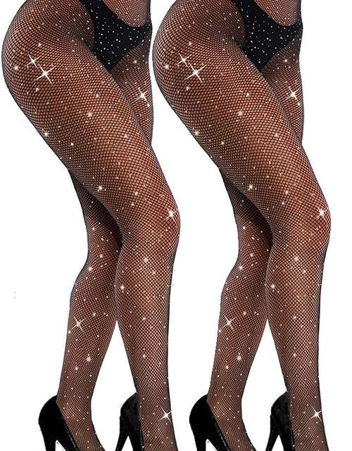 Load image into Gallery viewer, Sexy Sparkly Fishnets Stockings Jeweled High Waist Fishnet Tights for Women Rhinestone Party Pantyhose
