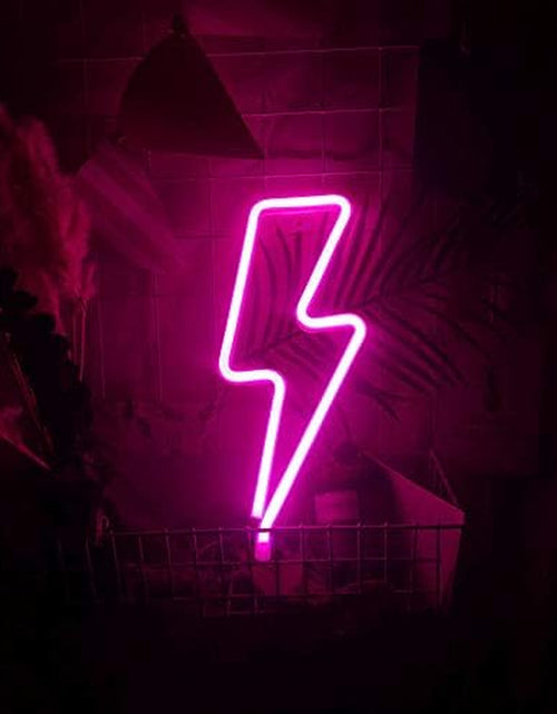 Load image into Gallery viewer, Lightning Neon Sign, Battery or USB Powered LED Night Light for Kids Room, Pink Bedroom Wall Decor for Festival, Party Decorations
