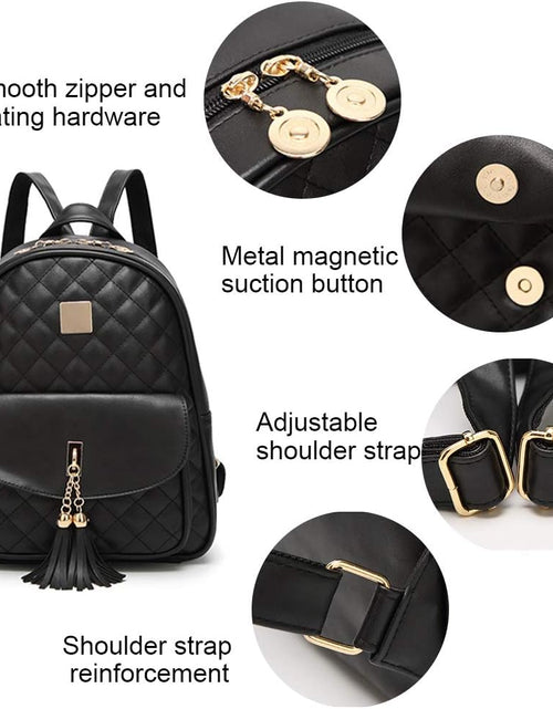 Load image into Gallery viewer, Women&#39;S Simple Design Quilted Backpack Mini Backpack for Women 3Pcs Leather Backpack Purse for Women Small Backpack
