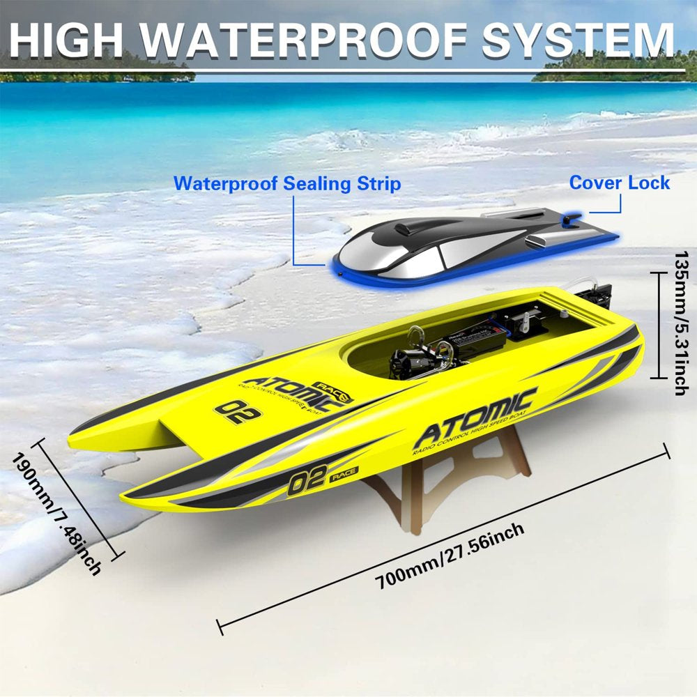 Atomic Brushless Remote Control Electric Racing Boat, Yellow