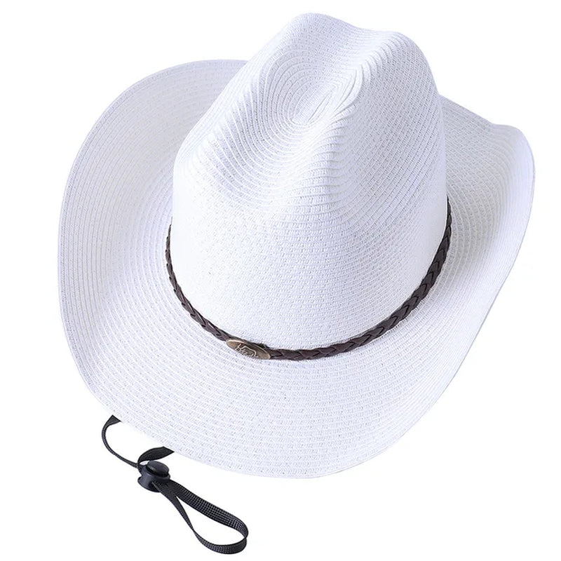 56-58-60CM Big Size Straw Western Cowboy Hat for Men Summer Curling Brim Beach Sun Hats Panama Cowgirl Hats Sombreros De Vaquero