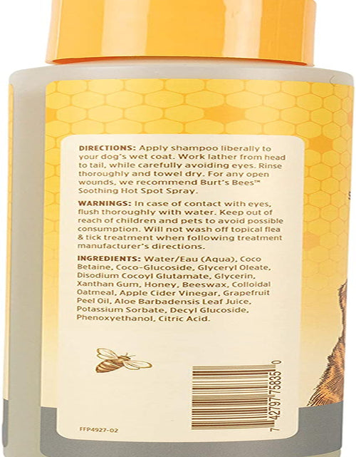 Load image into Gallery viewer, Burt&#39;S Bees for Dogs Natural Skin Soothing Shampoo with Honey - Pet Shampoo for Dogs, Burts Bees Dog Shampoo for Smelly Dogs, Puppy Shampoo, Dog Wash, Dog Grooming Supplies, Dog Bathing Supplies
