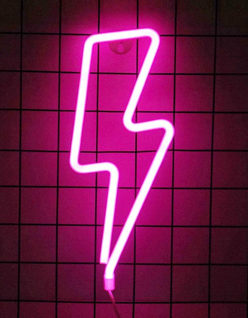 Load image into Gallery viewer, Lightning Neon Sign, Battery or USB Powered LED Night Light for Kids Room, Pink Bedroom Wall Decor for Festival, Party Decorations
