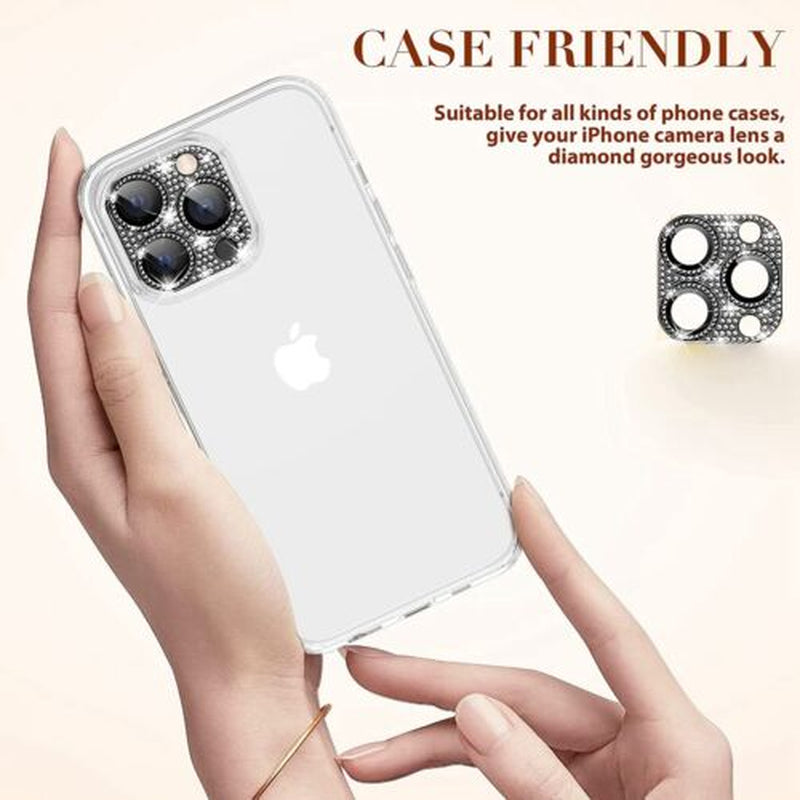 For Iphone 14 13 12 Pro Max Full Cover Metal Diamond Camera Lens Protector Case