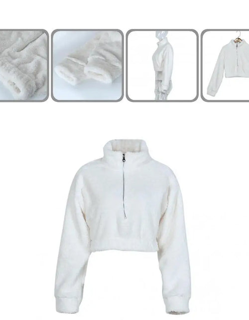 Load image into Gallery viewer, Pullover Faux Fur Women Sweatshirt Graceful Comfy Elegant Pure Color Plush Sweatshirt
