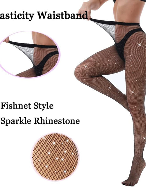 Load image into Gallery viewer, Sexy Sparkly Fishnets Stockings Jeweled High Waist Fishnet Tights for Women Rhinestone Party Pantyhose
