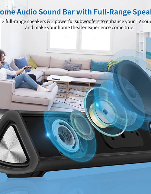 Load image into Gallery viewer, Sound Bar for TV, Soundbar with Subwoofer, Wired &amp; Wireless Bluetooth 5.0 3D Surround Speakers, Optical/Aux/Rca/Usb Connection, Wall Mountable, Remote Control
