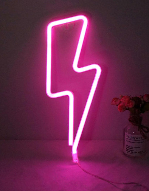 Load image into Gallery viewer, Lightning Neon Sign, Battery or USB Powered LED Night Light for Kids Room, Pink Bedroom Wall Decor for Festival, Party Decorations
