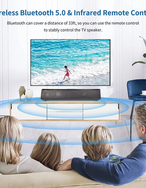 Load image into Gallery viewer, Sound Bar for TV, Soundbar with Subwoofer, Wired &amp; Wireless Bluetooth 5.0 3D Surround Speakers, Optical/Aux/Rca/Usb Connection, Wall Mountable, Remote Control
