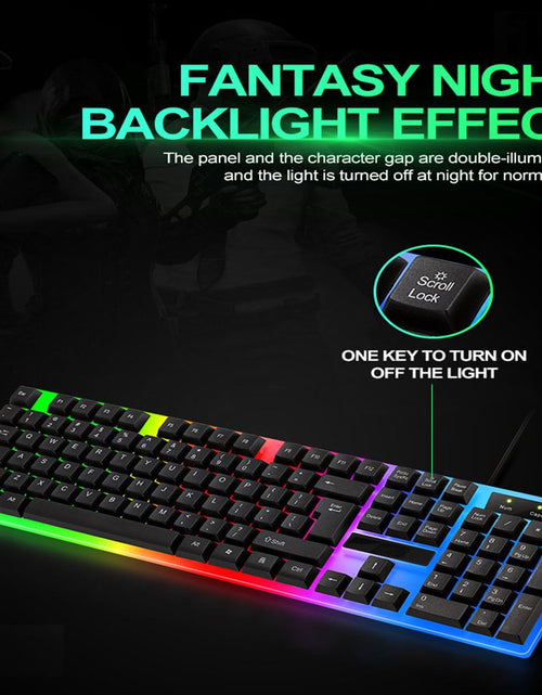 Load image into Gallery viewer, Rainbow Wired Gaming Keyboard and Mouse Combo, RGB Backlit Keyboard with 104 Key, USB Illuminated Gaming Mouse Set for Computer PC Gamer Laptop
