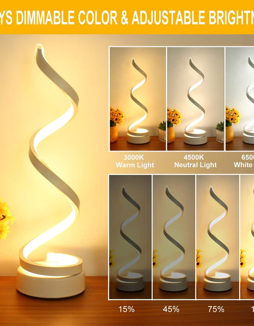 Load image into Gallery viewer, Modern Table Lamp Set of 2, Dimmable Spiral Table Lamps for Nightstand, 12W LED Desk Lamp 3 Color 10 Brightness Level Bedside Lamps Desk Light Office Lamp for Bedroom, Living Room (White)
