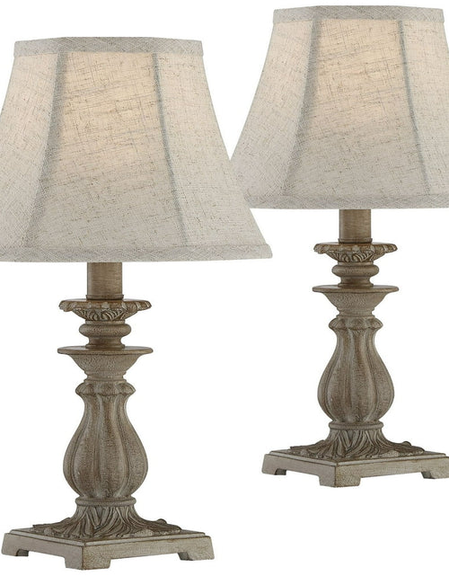 Load image into Gallery viewer, Cali Traditional Accent Table Lamps 19&quot; High Set of 2 Antique Beige off White Bell Shade for Bedroom Living Room Bedside Nightstand Kids
