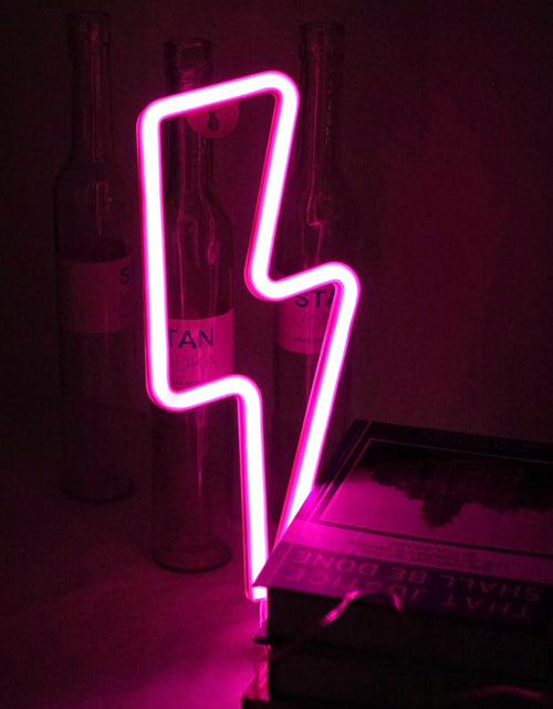 Load image into Gallery viewer, Lightning Neon Sign, Battery or USB Powered LED Night Light for Kids Room, Pink Bedroom Wall Decor for Festival, Party Decorations
