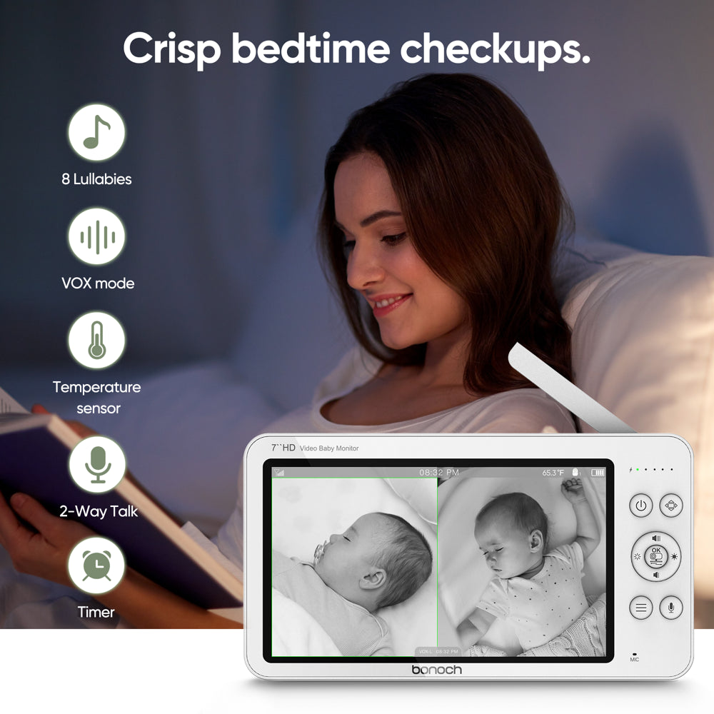 720P HD Video Baby Monitor with Camera and Audio 7-Inch Screen Secure from Hacking No Wi-Fi