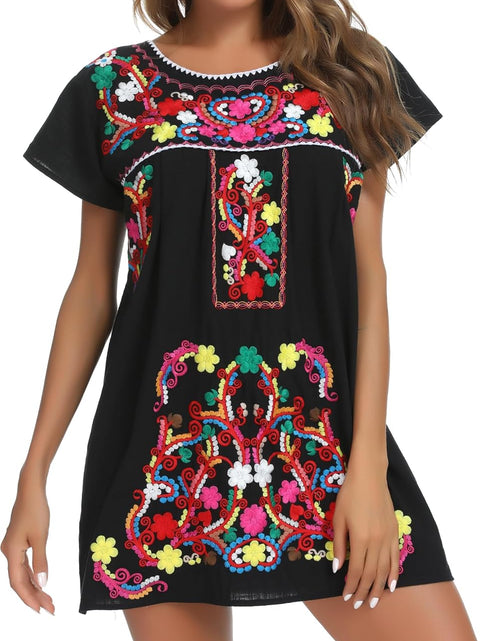 Load image into Gallery viewer, Women&#39;S Casual Skirt Boho Mexican Peasant Dresse plus Size XXL Dress
