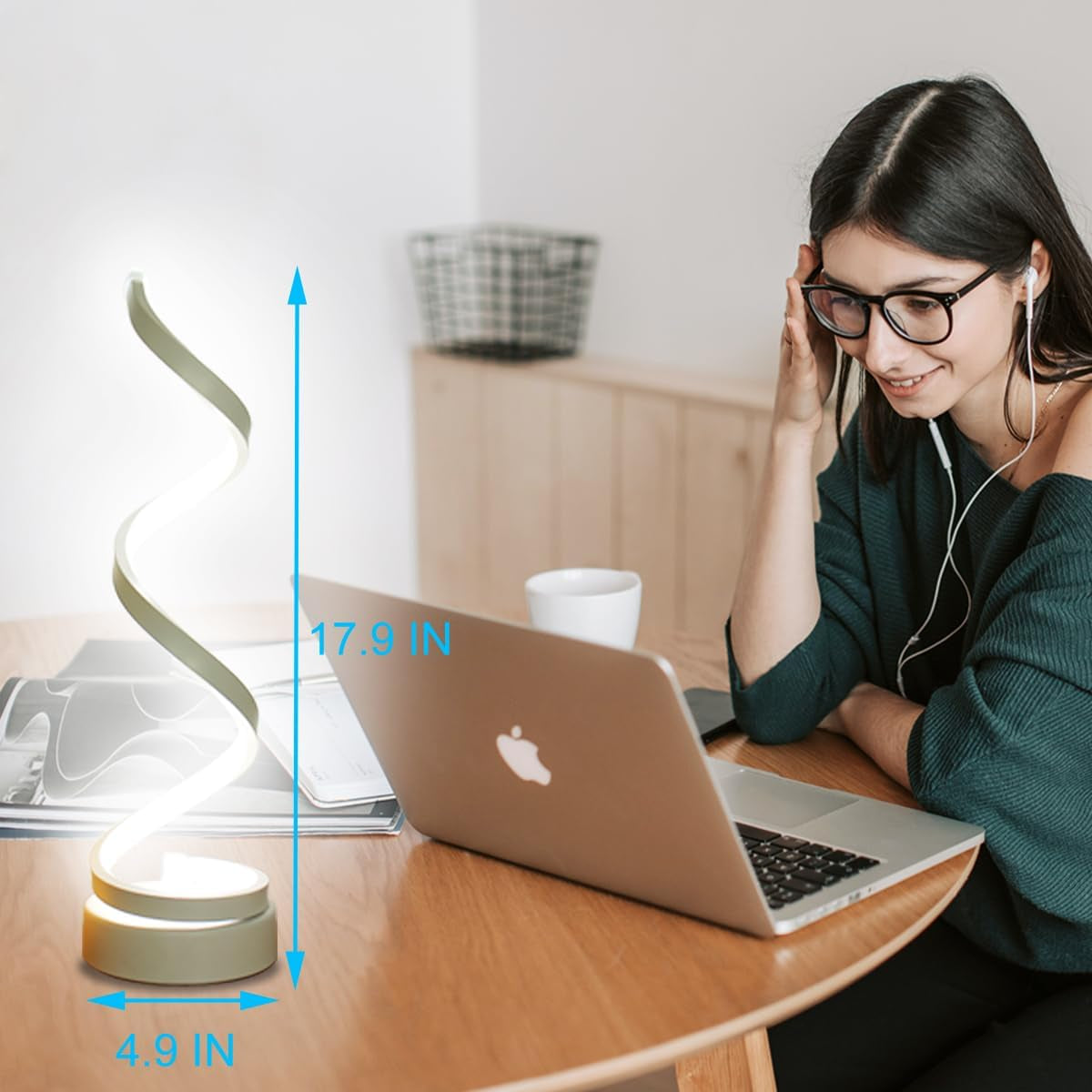 Modern Table Lamp Set of 2, Dimmable Spiral Table Lamps for Nightstand, 12W LED Desk Lamp 3 Color 10 Brightness Level Bedside Lamps Desk Light Office Lamp for Bedroom, Living Room (White)