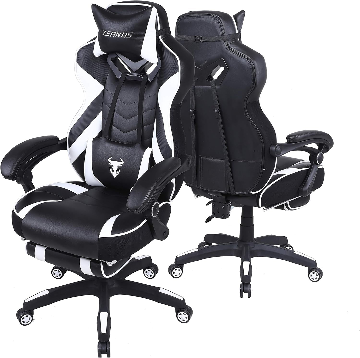 Gaming Chairs for Adults Black Recliner Computer Chair with Footrest Ergonomic PC Gaming Chair with Massage High Back Chair for Gaming Big and Tall Gamer Chair Large Computer Gaming Chair