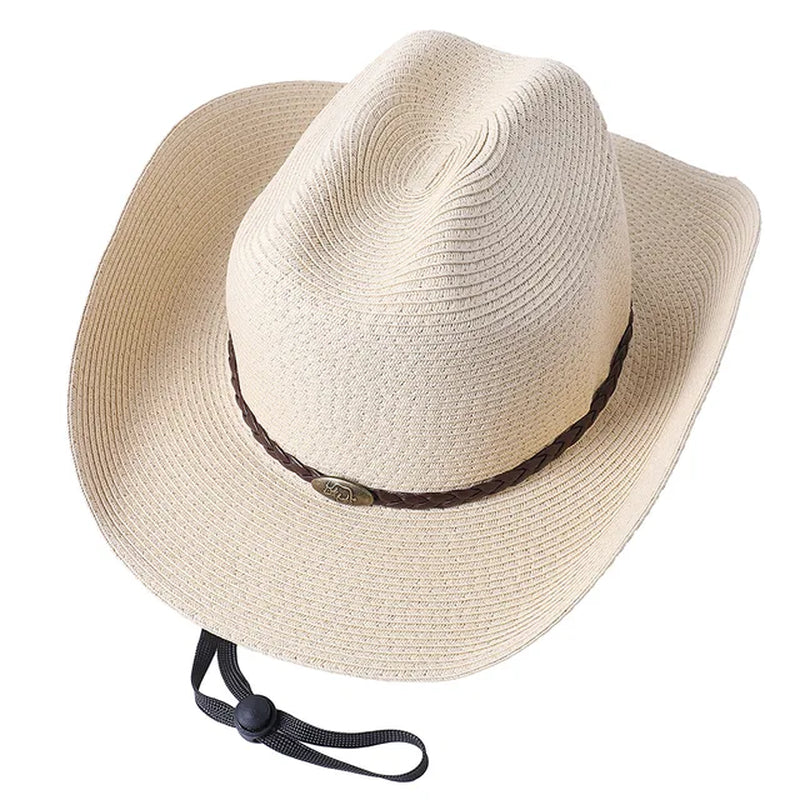 56-58-60CM Big Size Straw Western Cowboy Hat for Men Summer Curling Brim Beach Sun Hats Panama Cowgirl Hats Sombreros De Vaquero