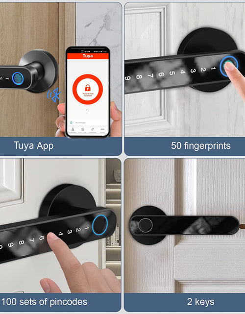 Load image into Gallery viewer, Smart Door Lock,Keyless Entry Door Lock with Handle,Fingerprint Door Lock with Tuya App,Smart Door Knob for Bedroom
