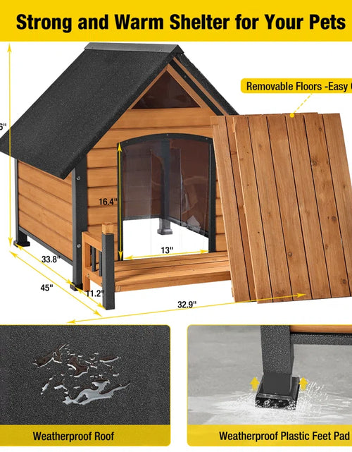 Load image into Gallery viewer, Outdoor Dog House, Waterproof Puppy Shelter Indoor Doghouse with Elevated Floor, Anti-Bite Design Dog Home for Small Medium Dogs with Porch
