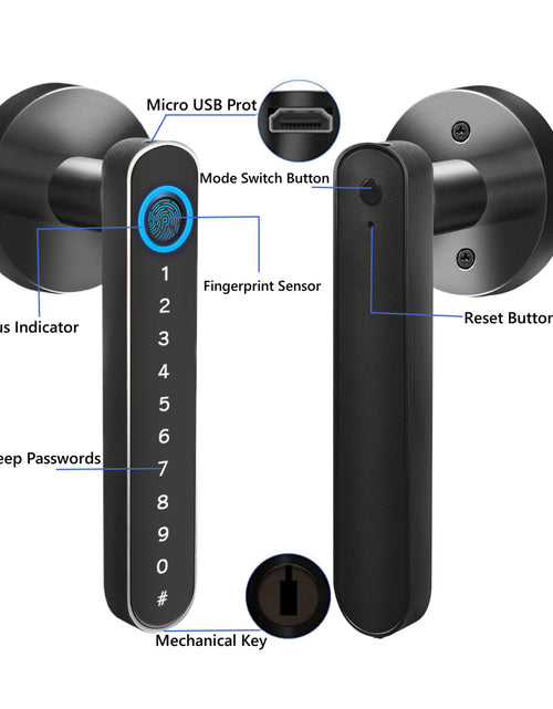 Load image into Gallery viewer, Smart Door Lock,Keyless Entry Door Lock with Handle,Fingerprint Door Lock with Tuya App,Smart Door Knob for Bedroom
