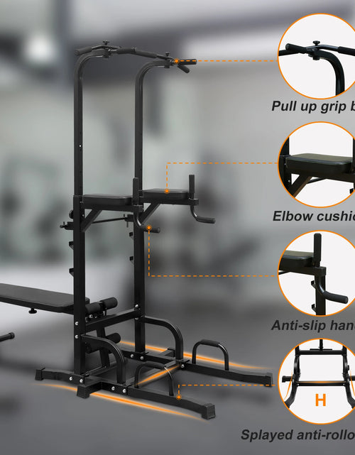 Load image into Gallery viewer, Power Tower Dip Station with Bench Pull up Bar Stand Adjustable Height Heavy Duty Multi-Function Fitness Training Equipment For
