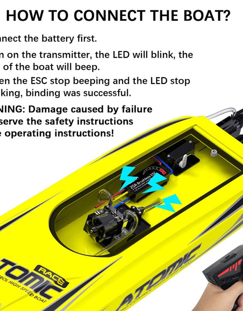 Load image into Gallery viewer, Atomic Brushless Remote Control Electric Racing Boat, Yellow
