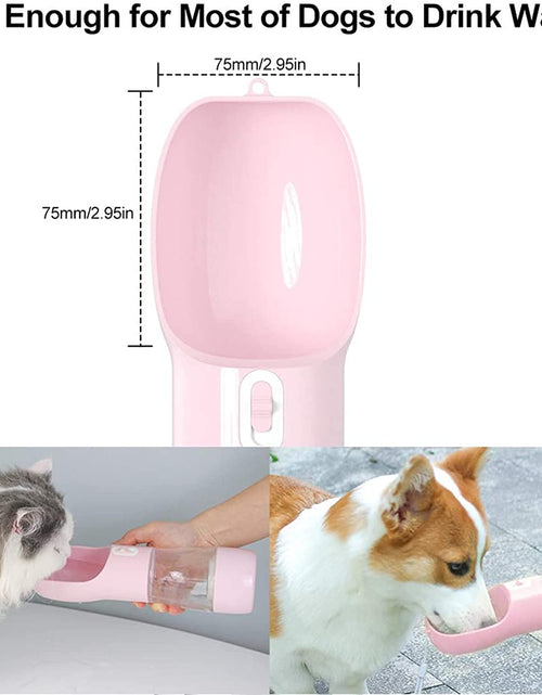 Load image into Gallery viewer, Portable Dog Water Bottle - Multifunctional Outdoor Pet Dispenser for Walking Traveling Hiking Dog&amp;Cat Drinking Bottle and Dish Bowl -Pink
