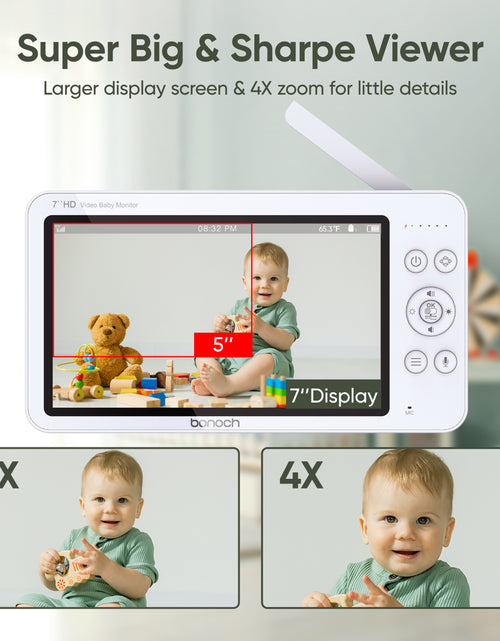 Load image into Gallery viewer, 720P HD Video Baby Monitor with Camera and Audio 7-Inch Screen Secure from Hacking No Wi-Fi
