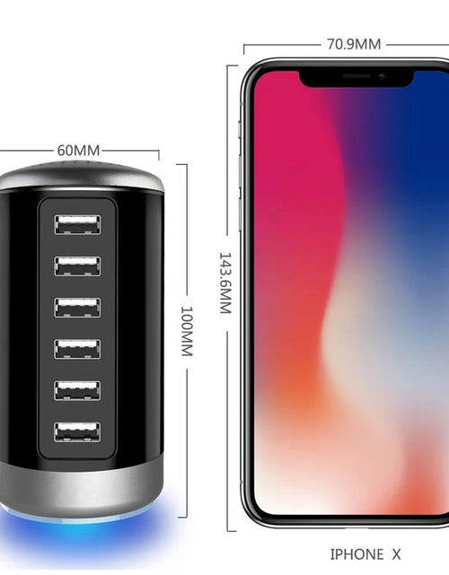 Load image into Gallery viewer, 6 USB Ports Hub 6A/30W Rapid Charging Station Desktop Charger Fits for Phone Tablet Iphone Ipad Samsung LG HTC Moto
